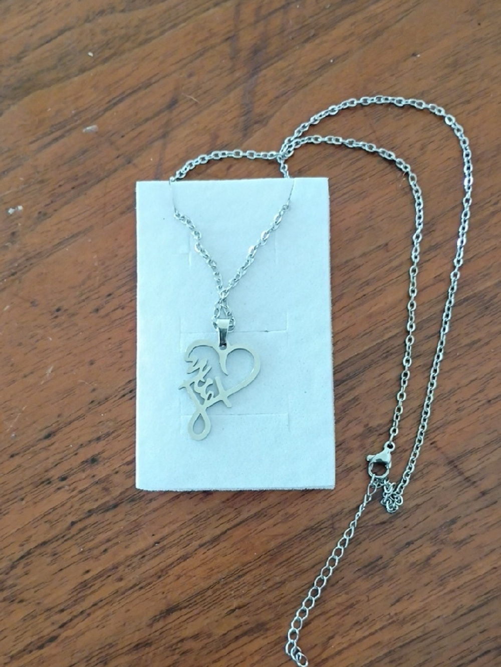 Silver Heart Script Pendant Necklace